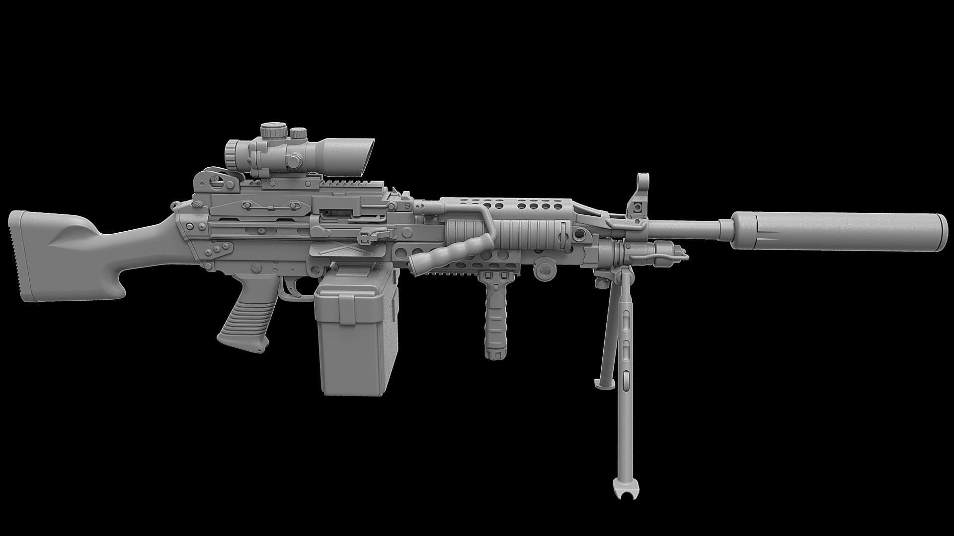 Mk 48 Light Weight Machine Gun 3D model CGTrader