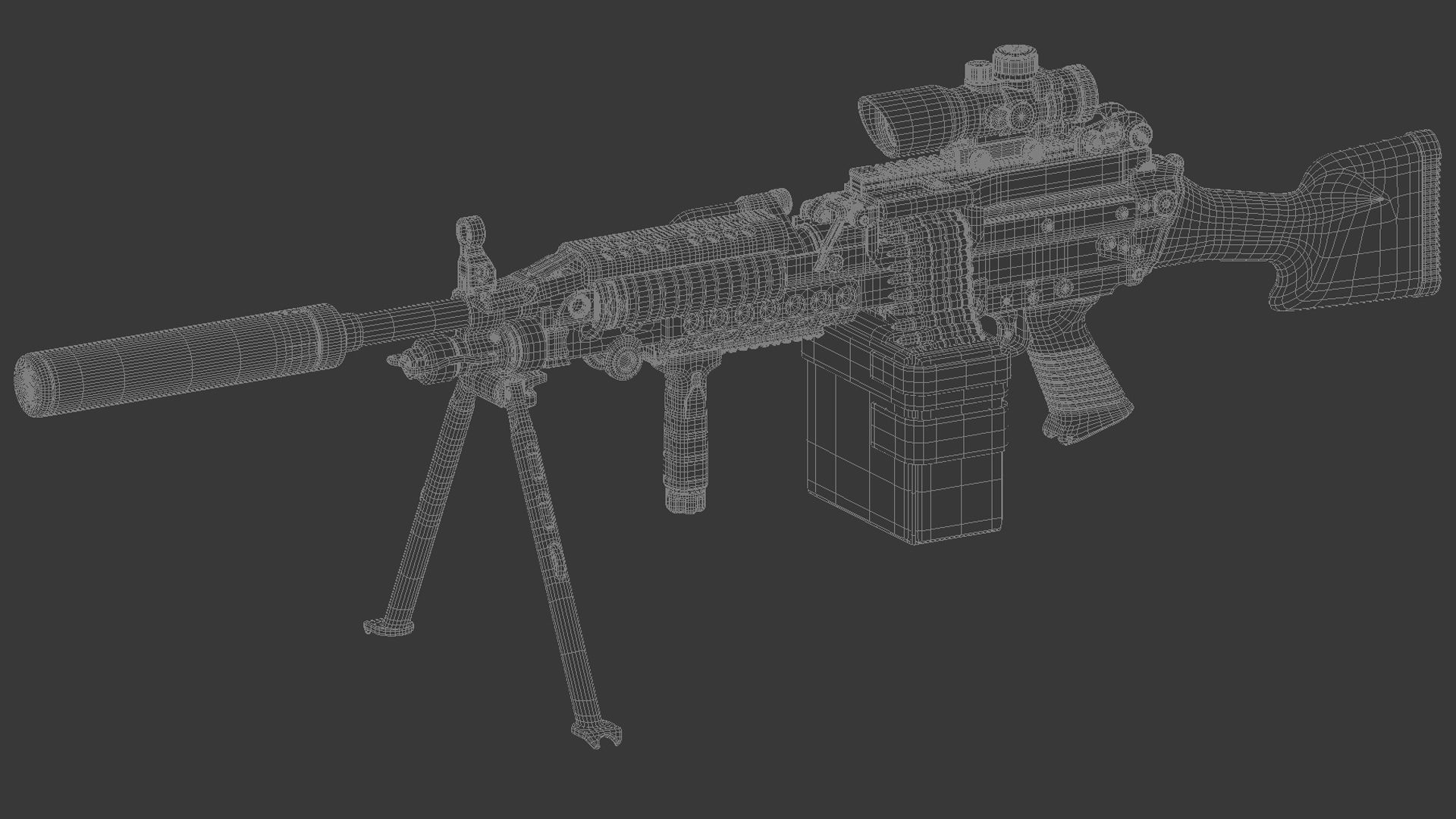 Mk 48 Light Weight Machine Gun 3D model CGTrader