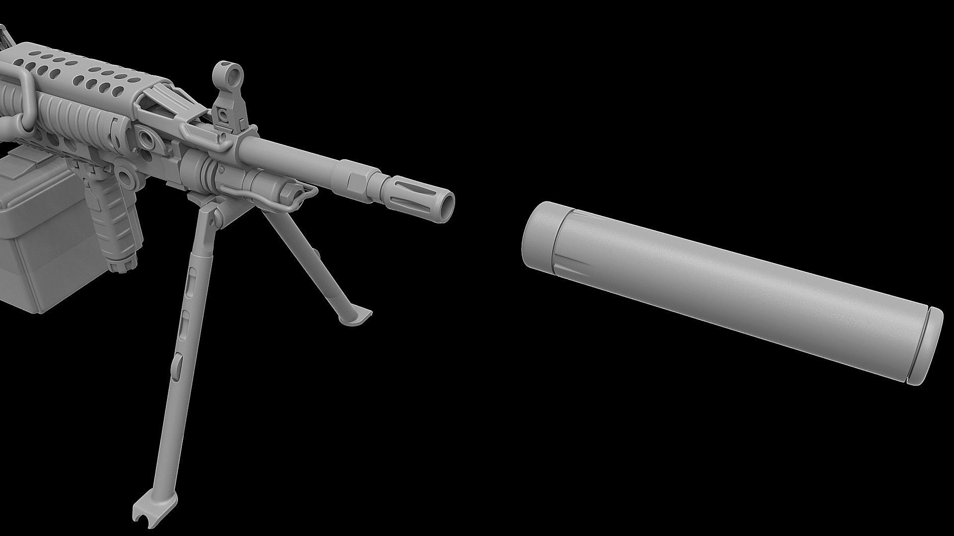 Mk 48 Light Weight Machine Gun 3D model CGTrader