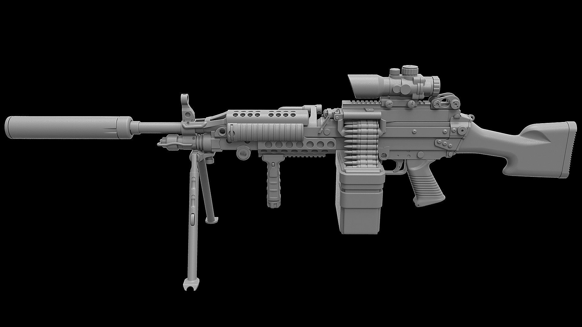 Mk 48 Light Weight Machine Gun 3D model CGTrader