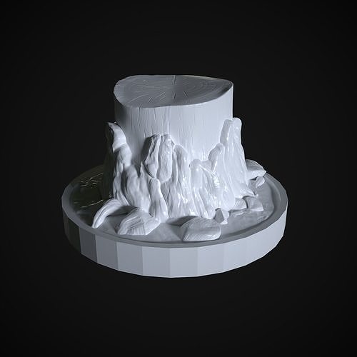 Stump Sculpture on a stand with environment in the forest snag 3D model 3D printable CGTrader