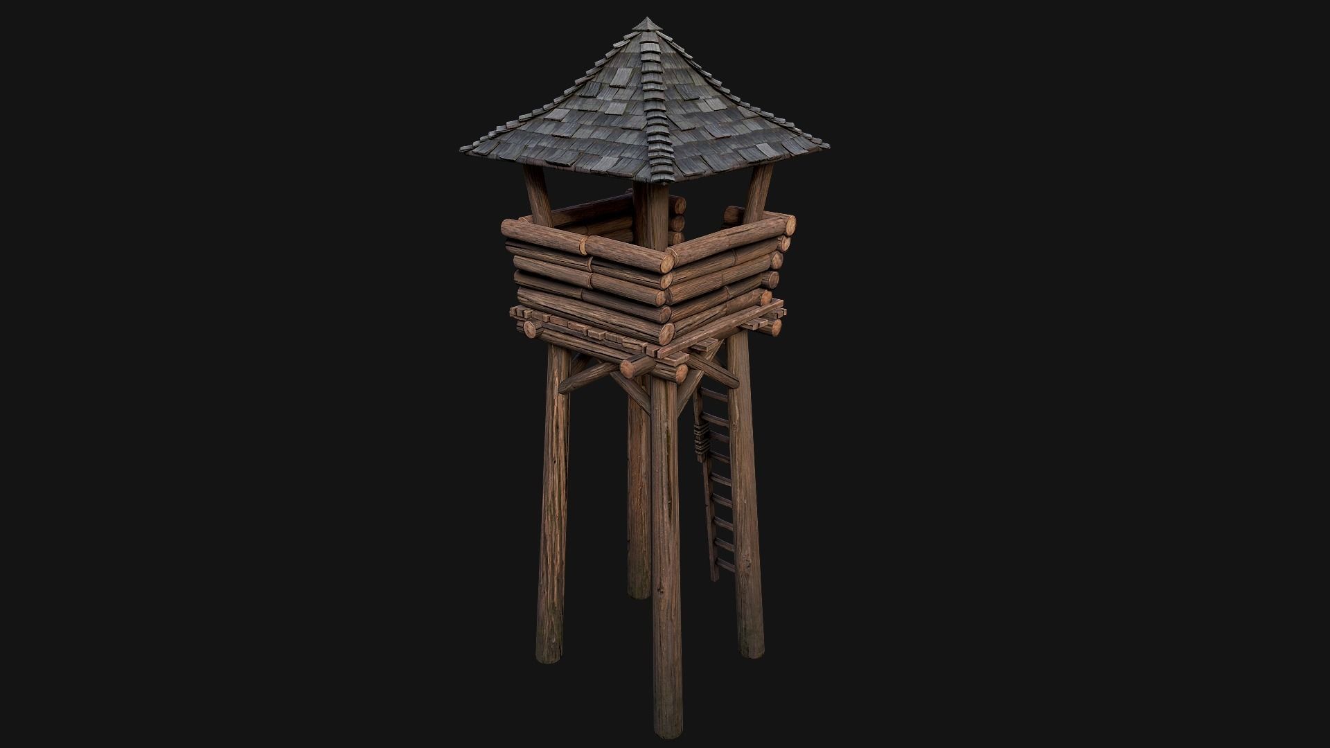 3D Model Medieval Lookout Tower VR AR Low poly CGTrader