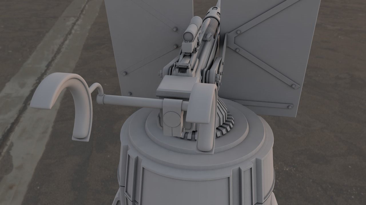 Turret machine gun high poly 3D model 3D model CGTrader