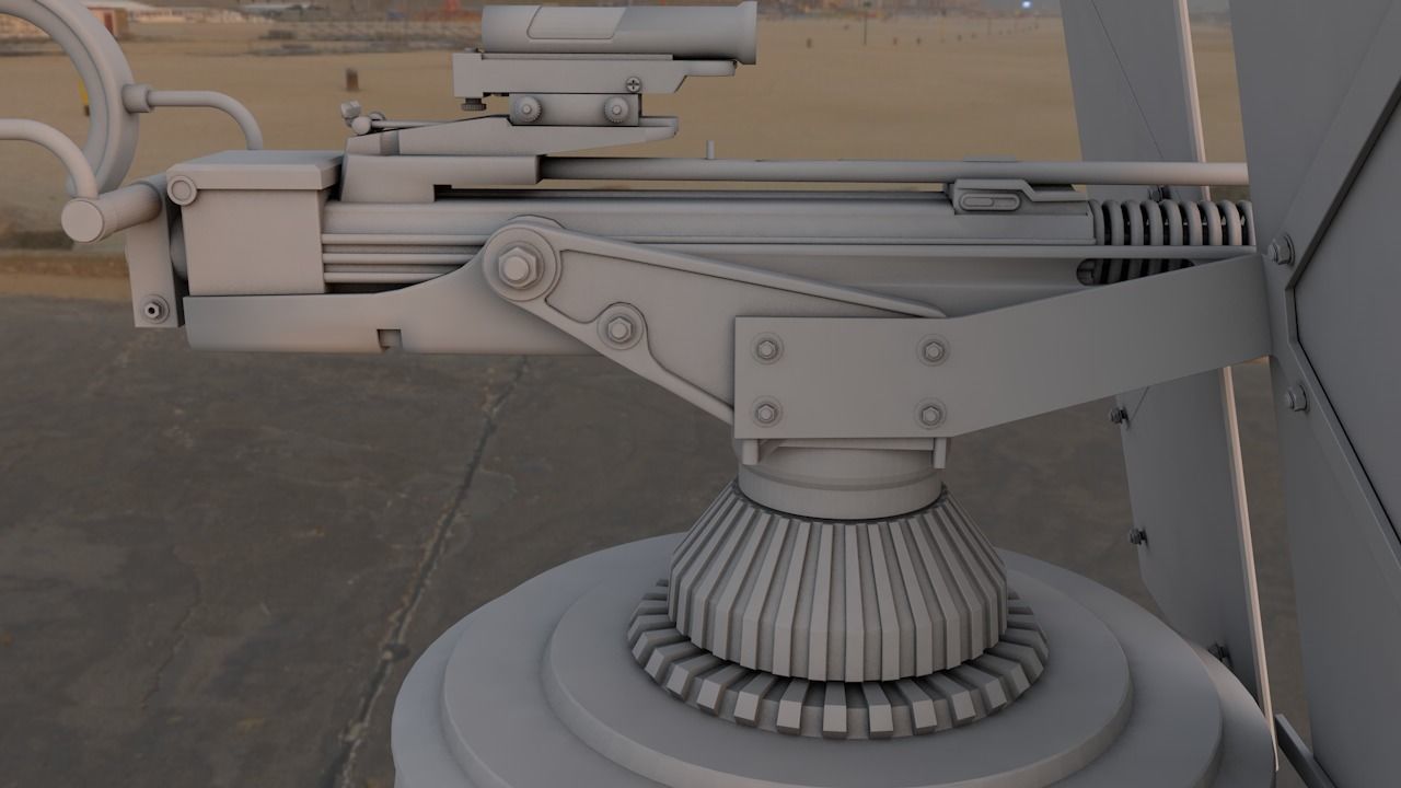 Turret machine gun high poly 3D model 3D model CGTrader