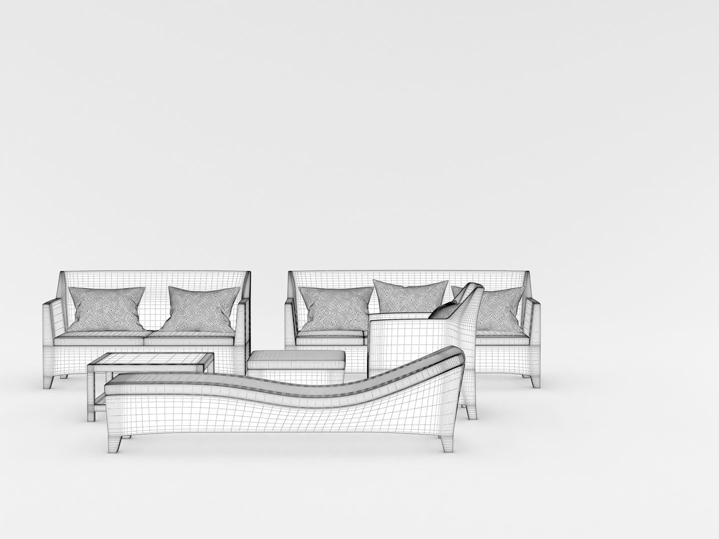 Dedon Barcelona Furniture Set 3D model CGTrader