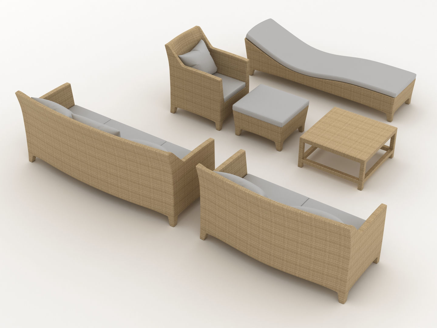 Dedon Barcelona Furniture Set 3D model CGTrader