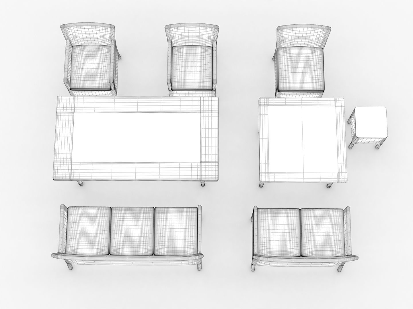 Rattan Garden Furniture Set 002 3D model CGTrader