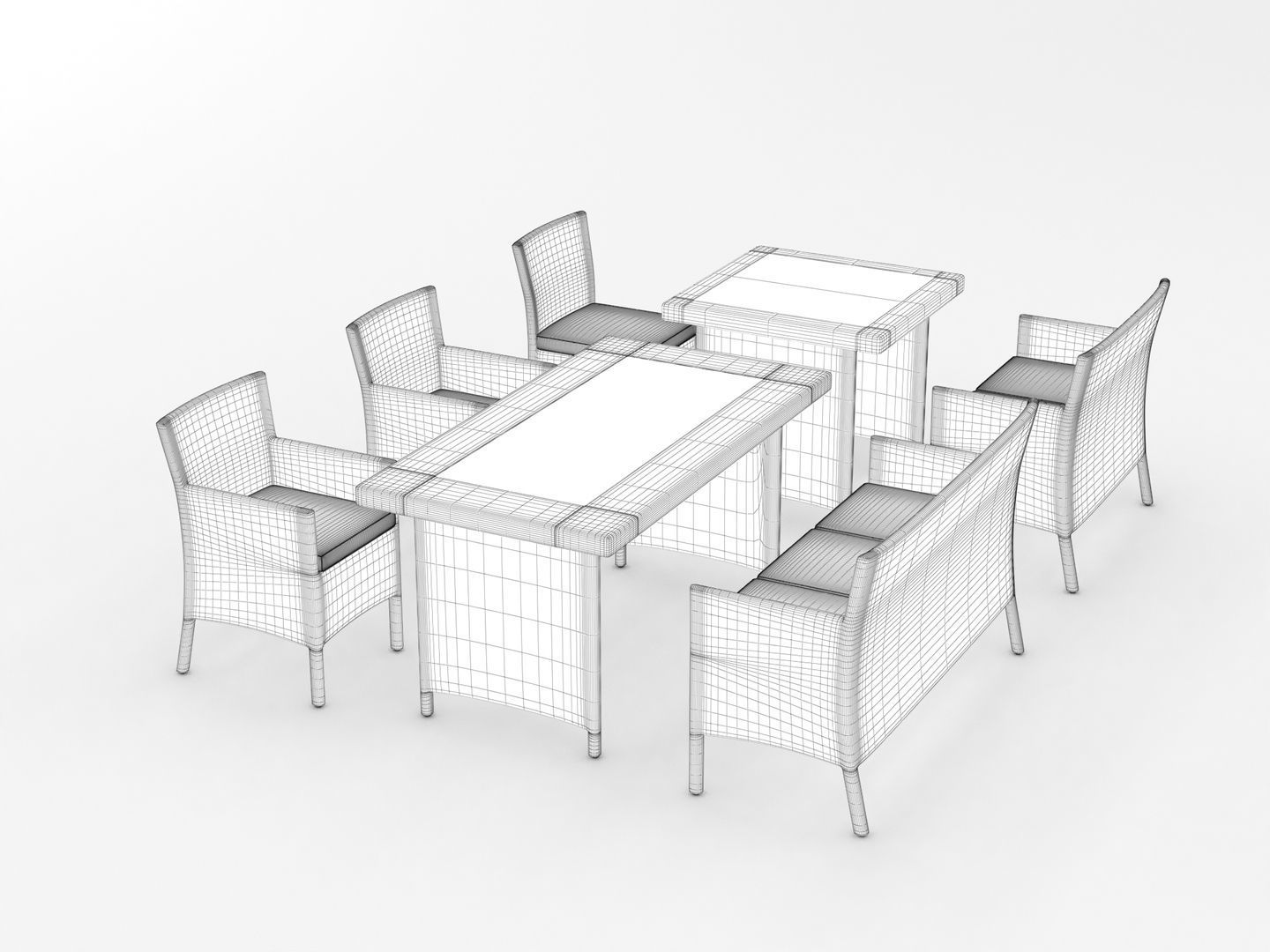 Rattan Garden Furniture Set 002 3D model CGTrader