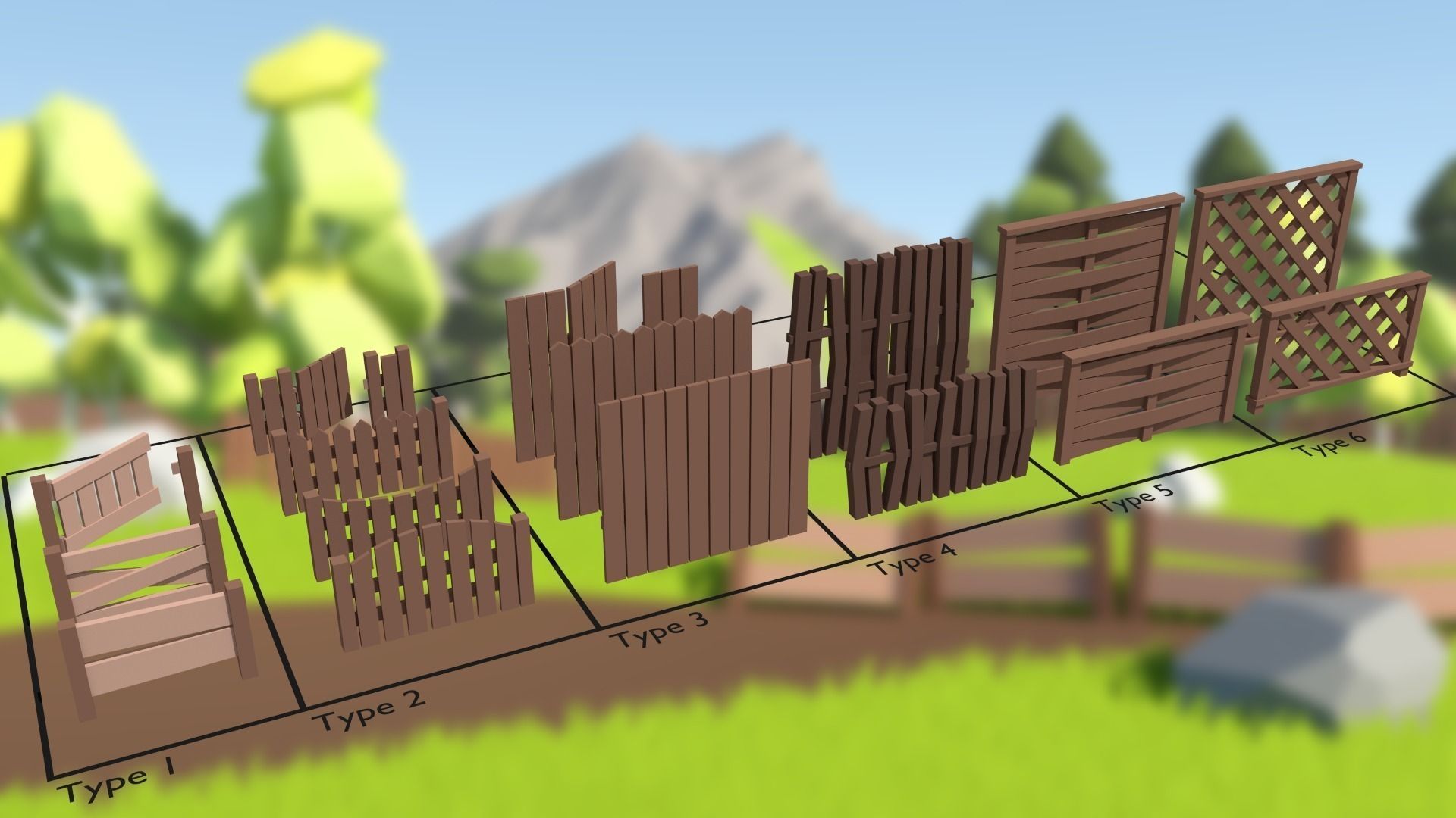 Low Poly Fence Pack free VR / AR / low-poly 3D model animated | CGTrader