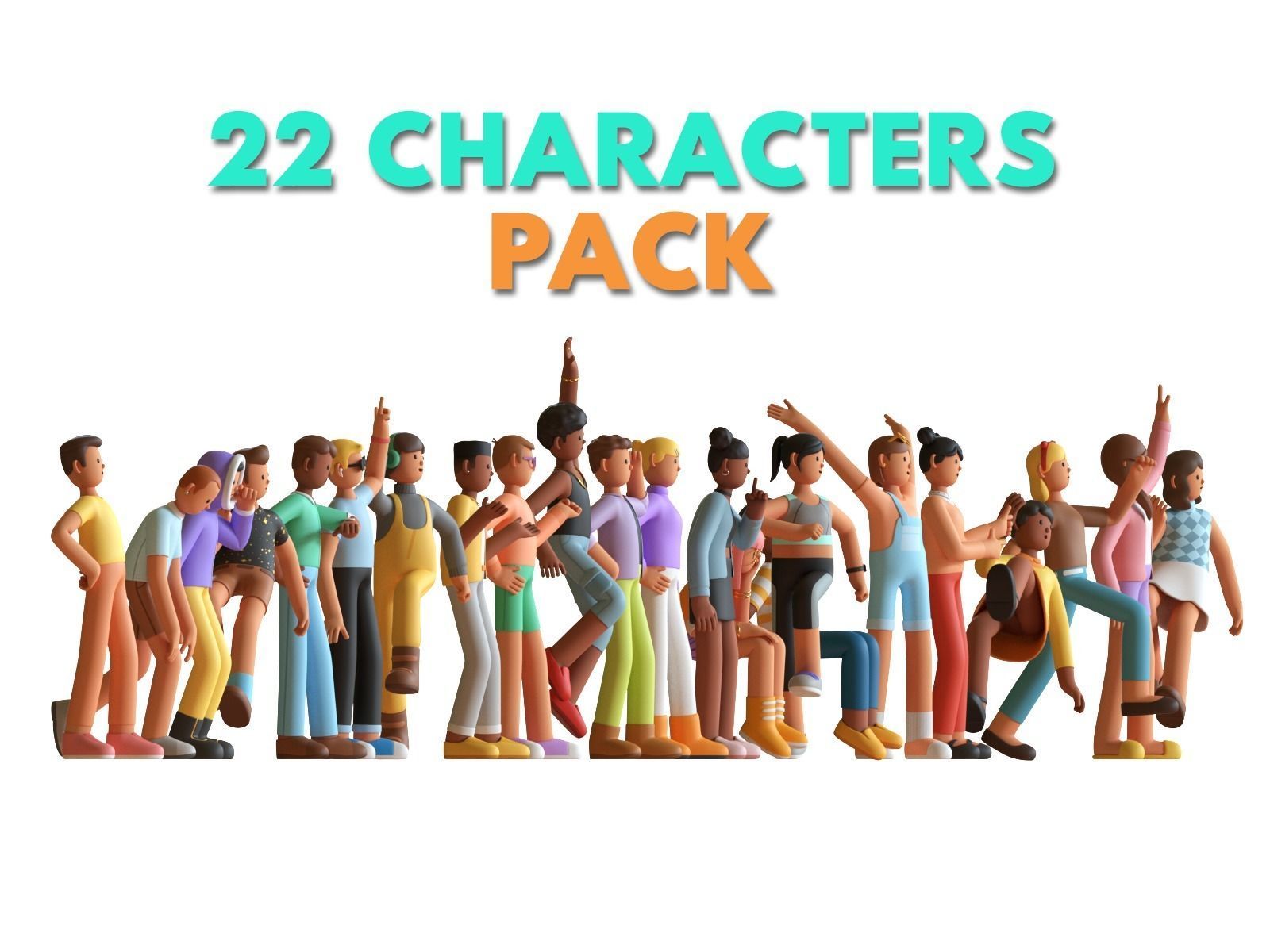 22 CASUAL CHARACTERS RIGGED ANIMATED 3D model animated rigged CGTrader
