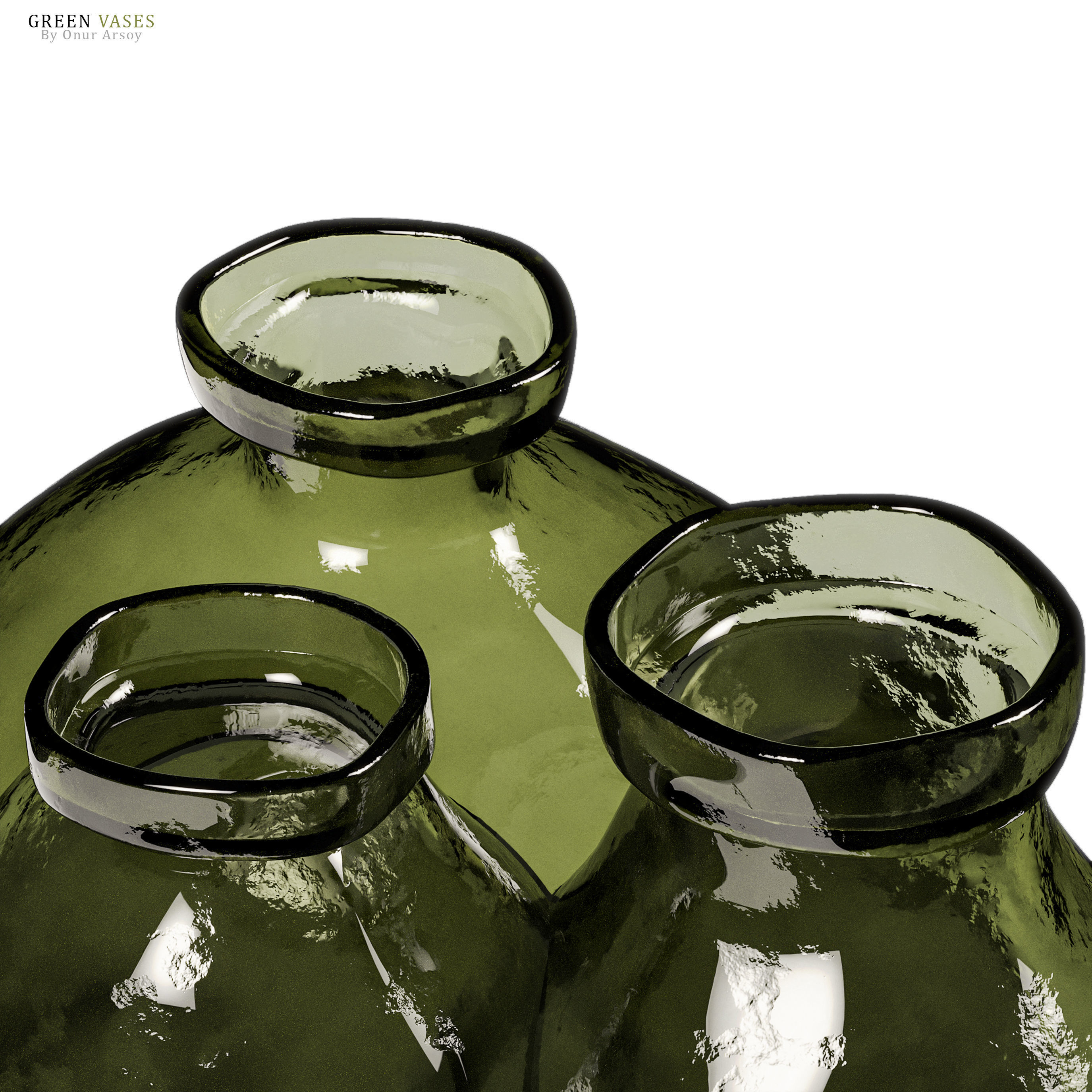 Zara Home Green Glass Vases 3D model CGTrader