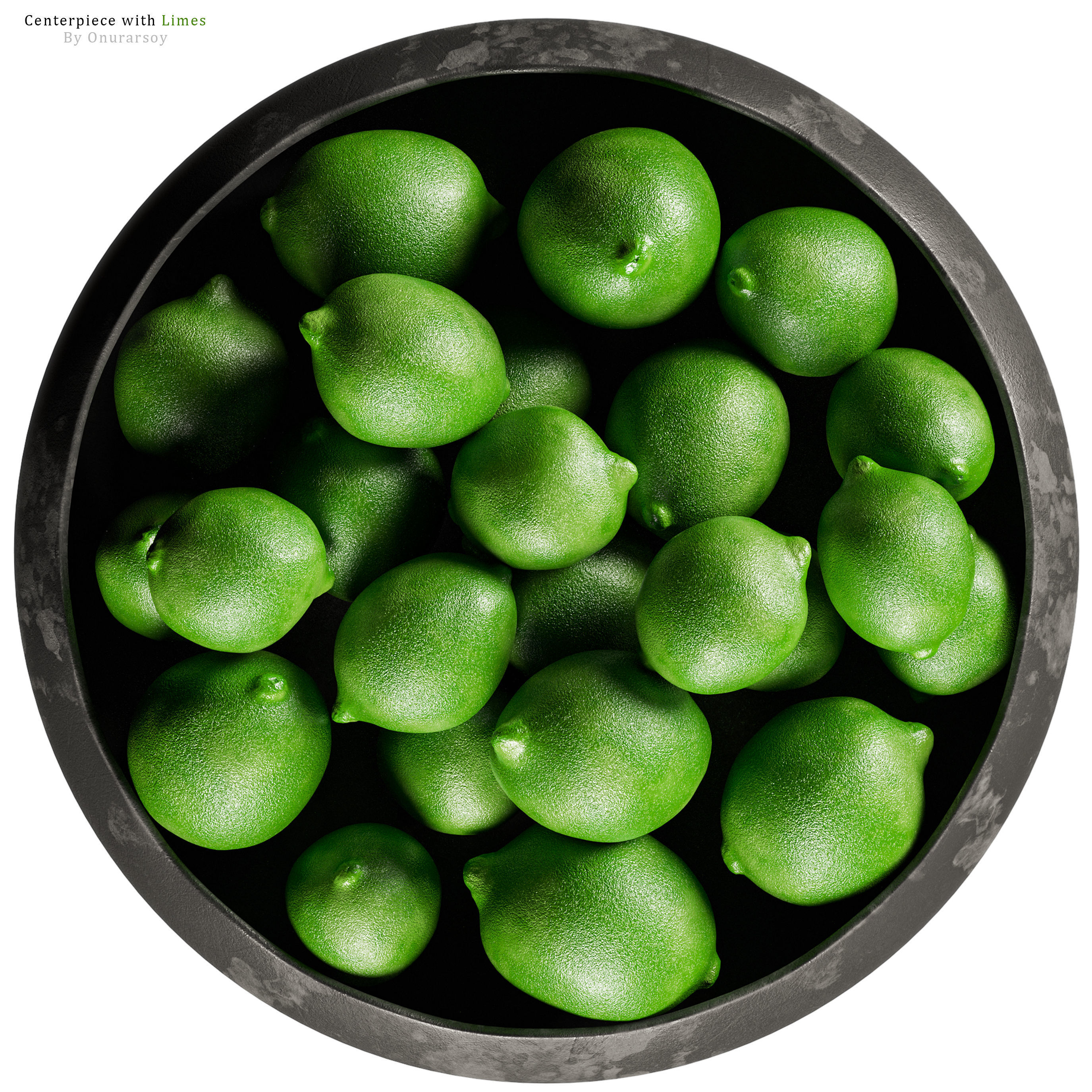 Elgen Black Centerpiece Bowl with Limes 3D model CGTrader