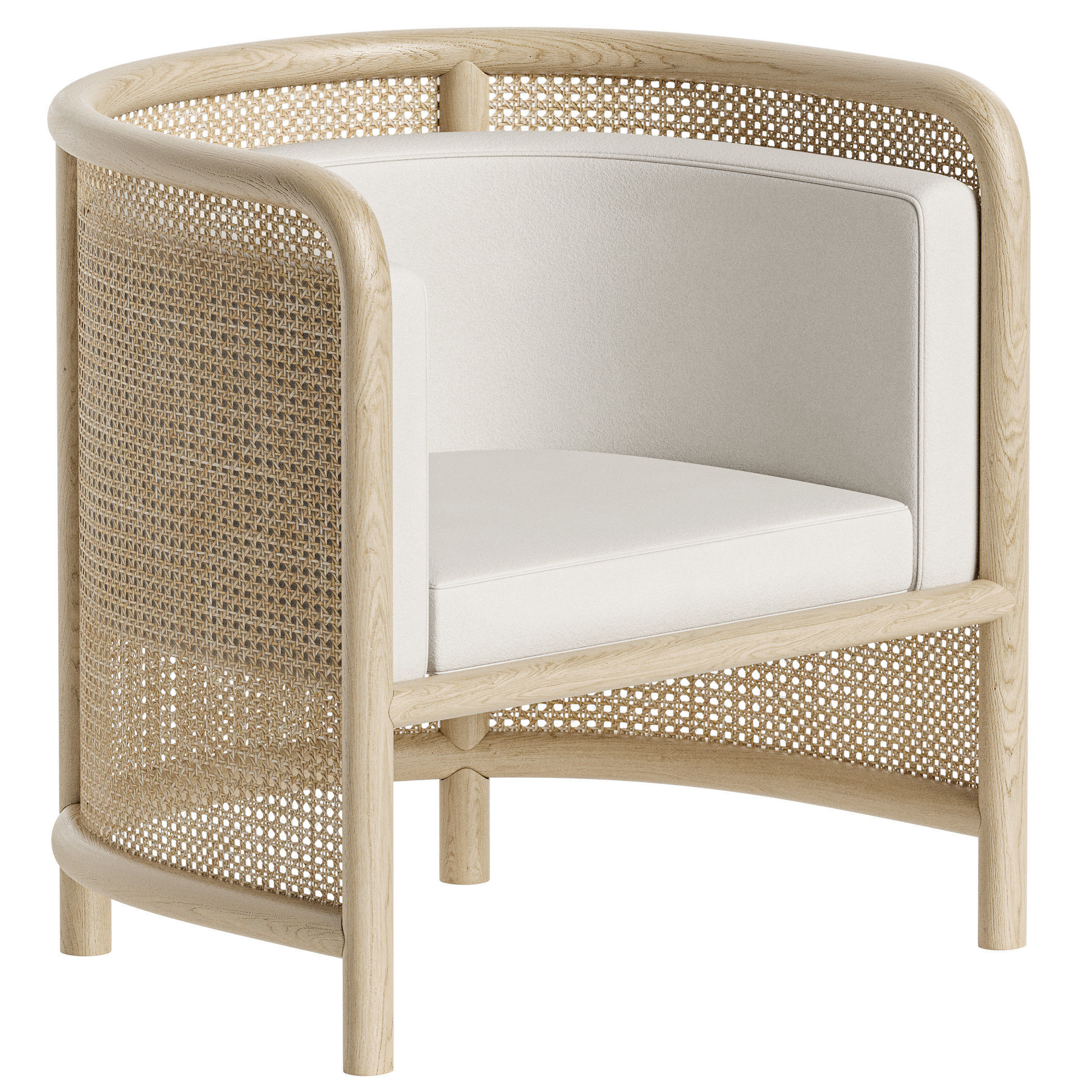 Fields Cane Back White Accent Chair 3D model CGTrader