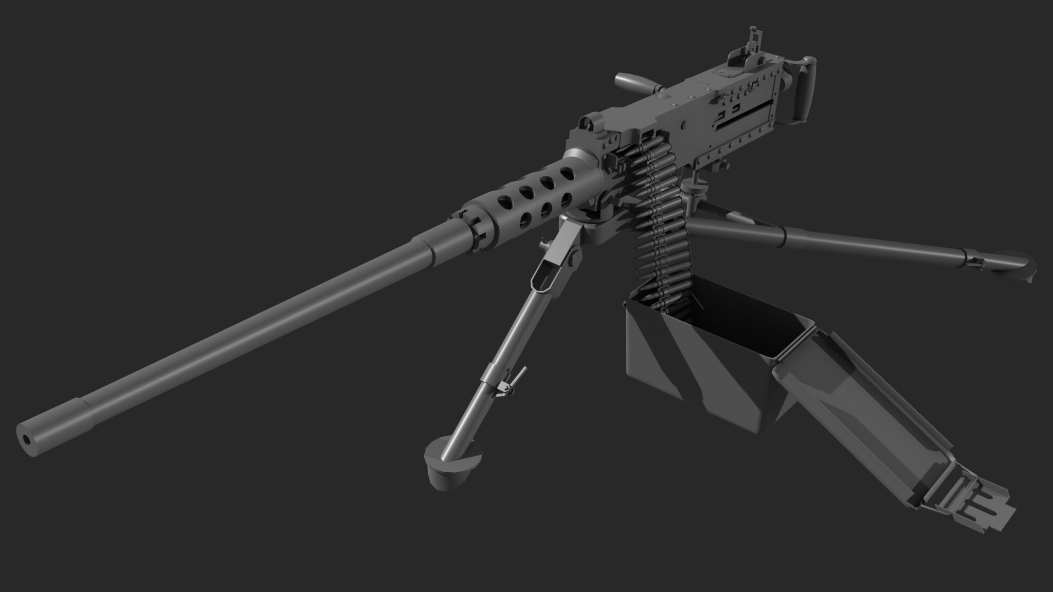 3D model Browning m2 gun 3d model machine gun VR / AR / lowpoly CGTrader