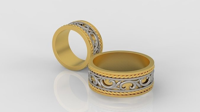Wedding rings 3d print model A99 3D model 3D printable | CGTrader