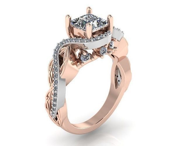 Textured Diamond ring 2091 3D print model 3D model 3D printable | CGTrader
