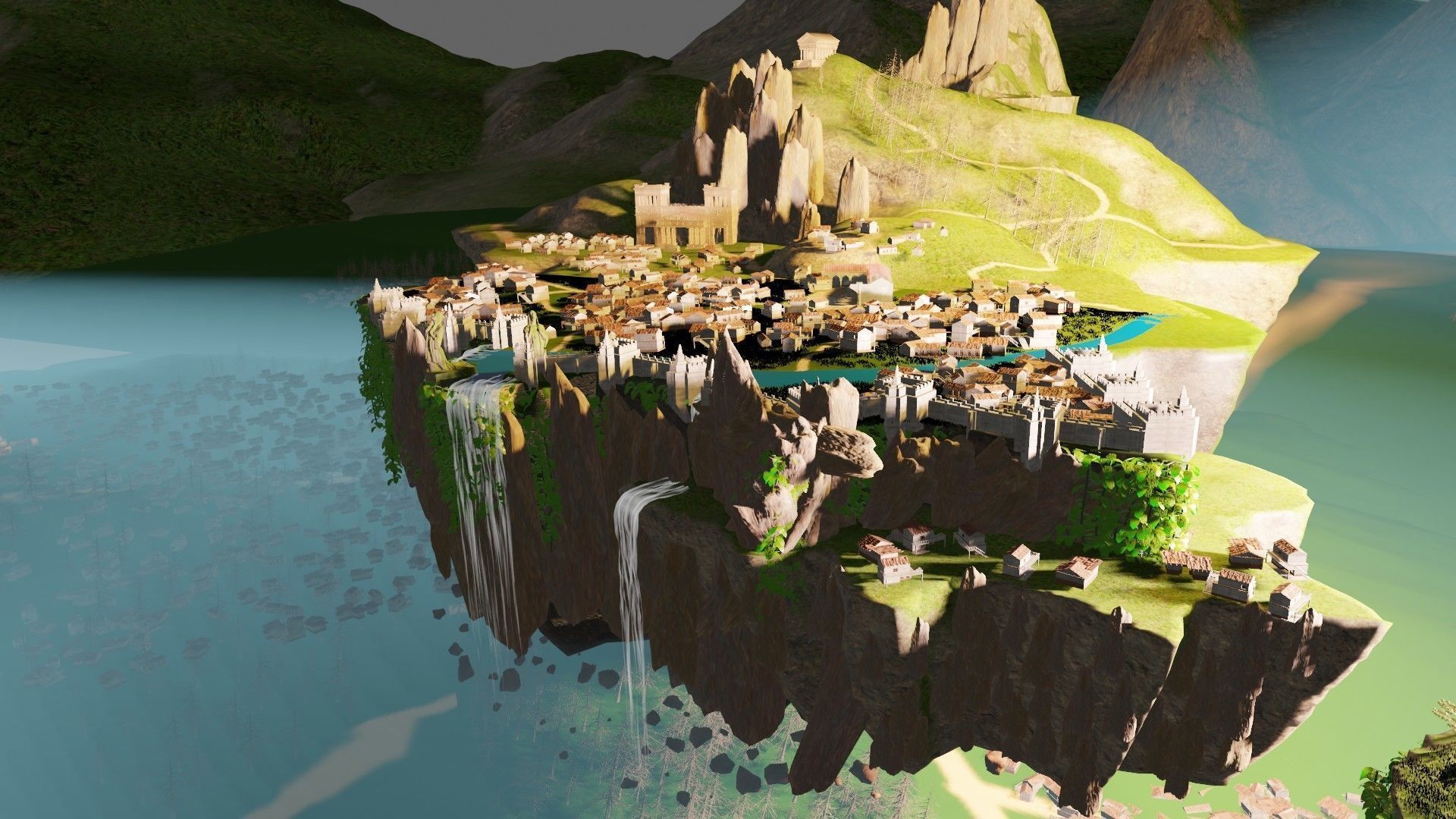 floating island made in blender 3D model CGTrader