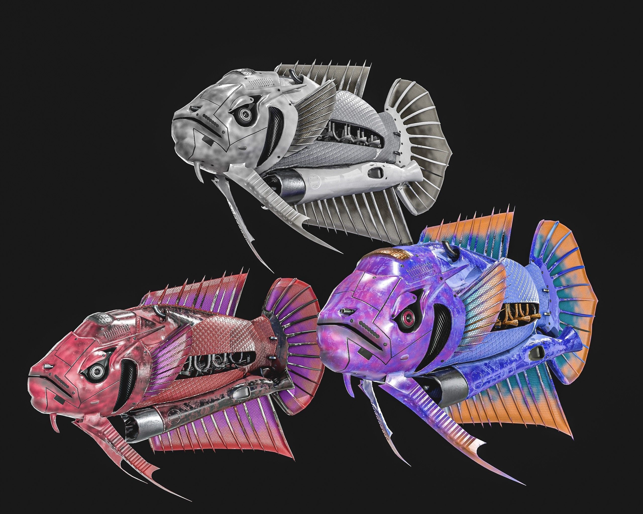 3D model Sci-fi Robot Fish Pack VR / AR / low-poly | CGTrader