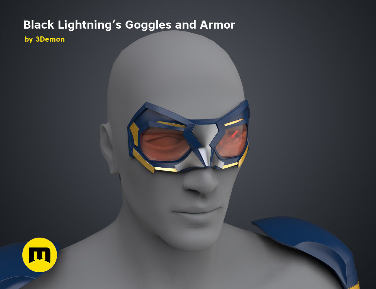 Black Lightning Goggles and Armor 3D model 3D printable CGTrader
