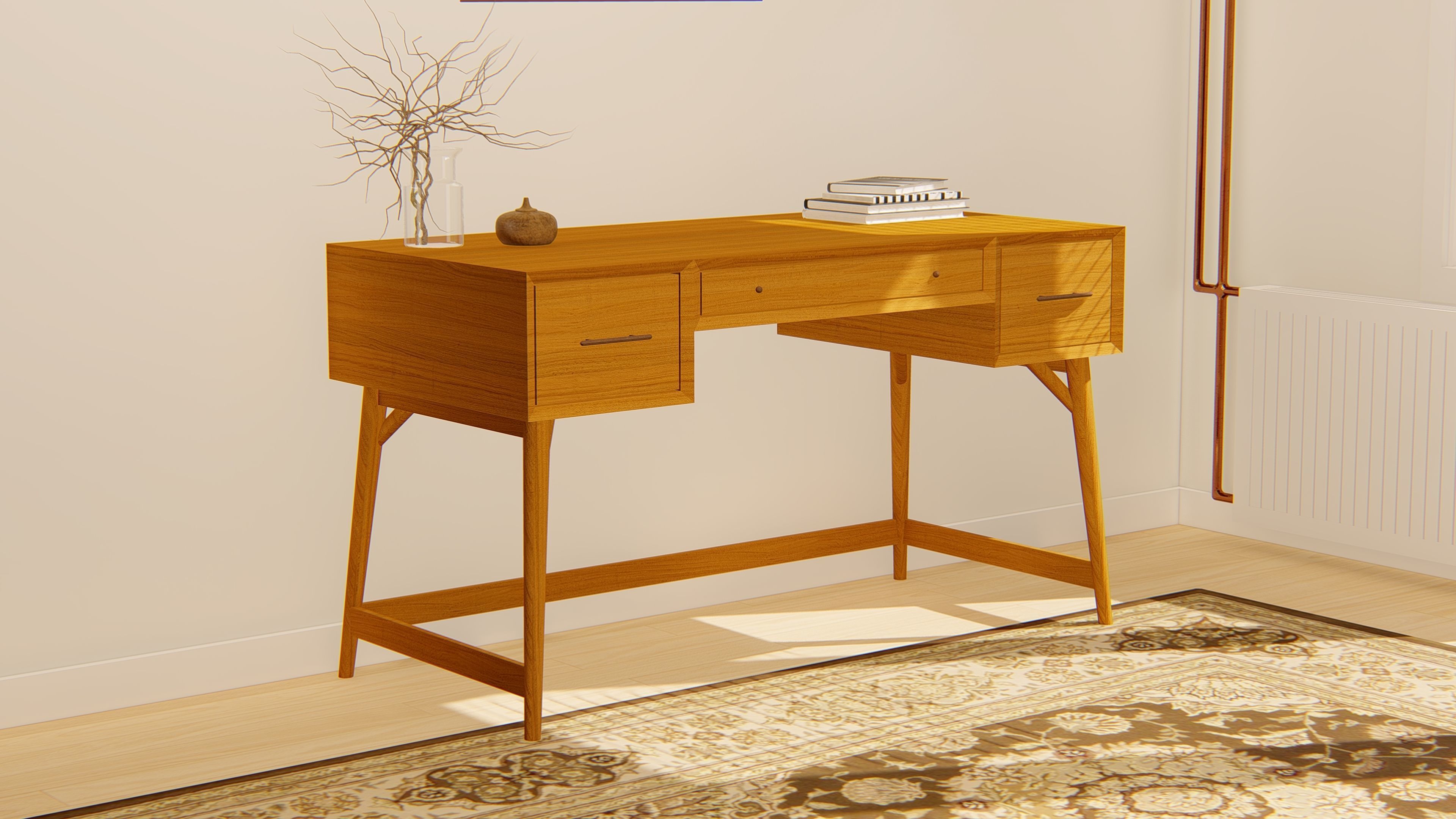 West Elm Mid Century Desk 3D model CGTrader