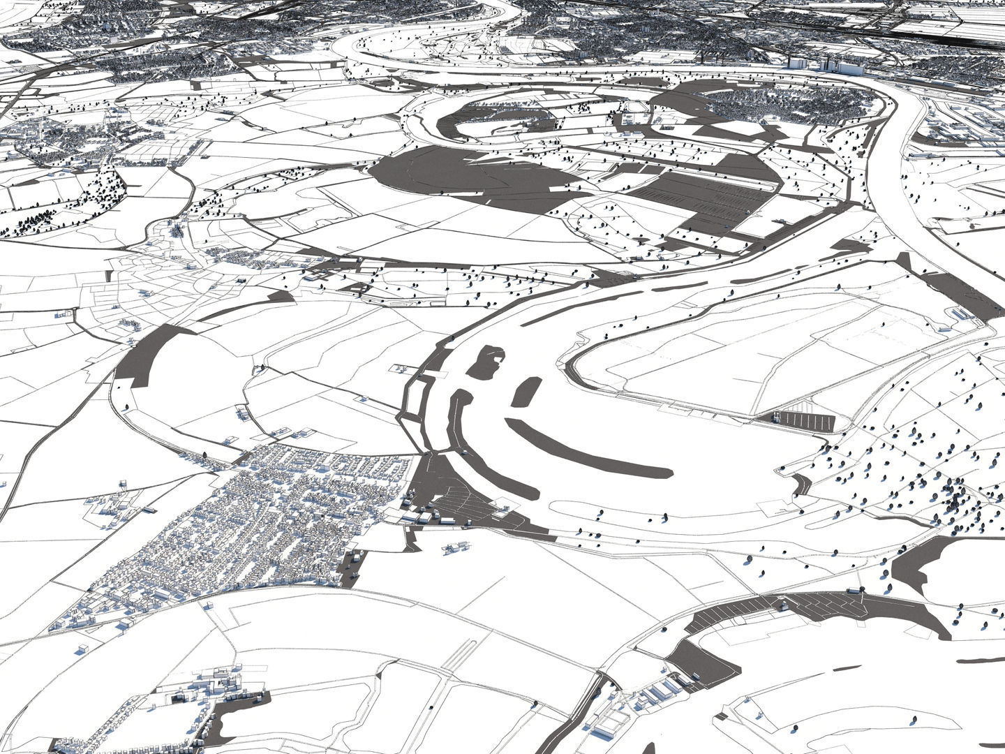 Mannheim Germany 50x50km 3D City Map 3D model CGTrader