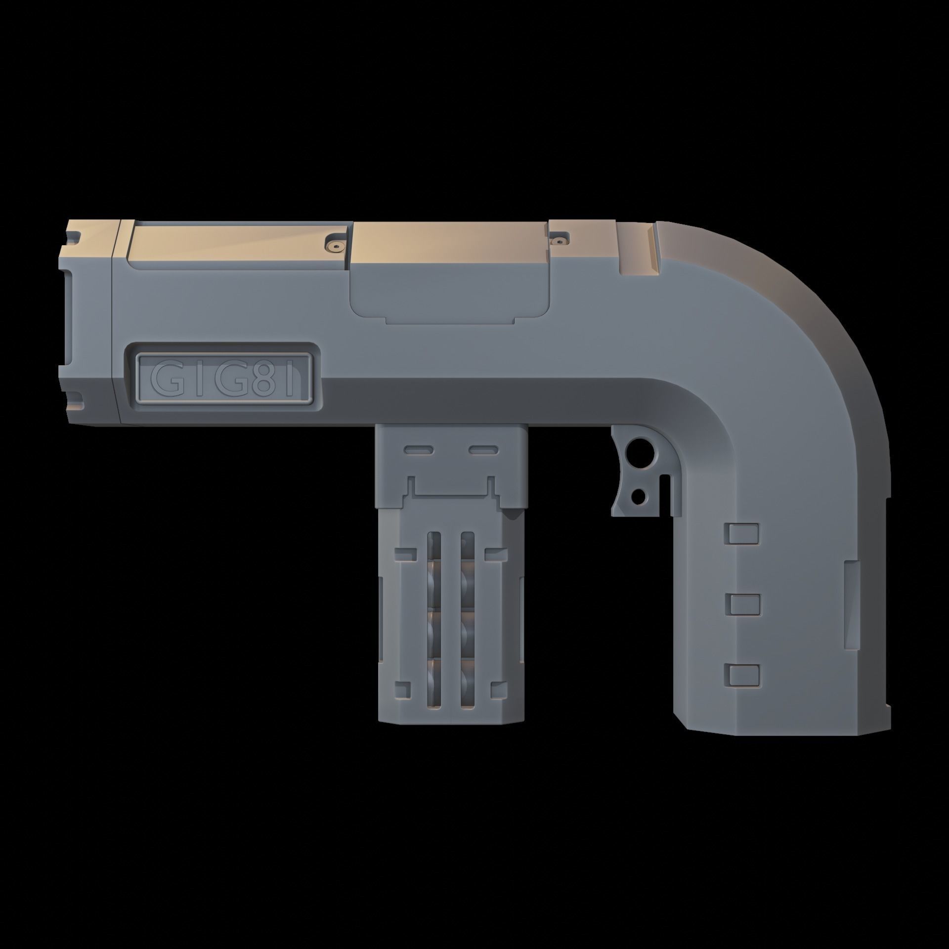 Handgun HighPoly plastic gun 3D model CGTrader