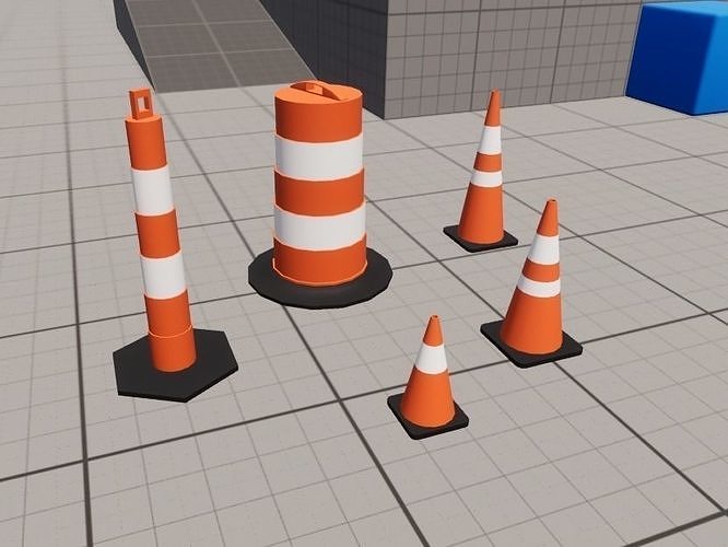 3D model Low Poly Traffic Cones VR / AR / lowpoly CGTrader