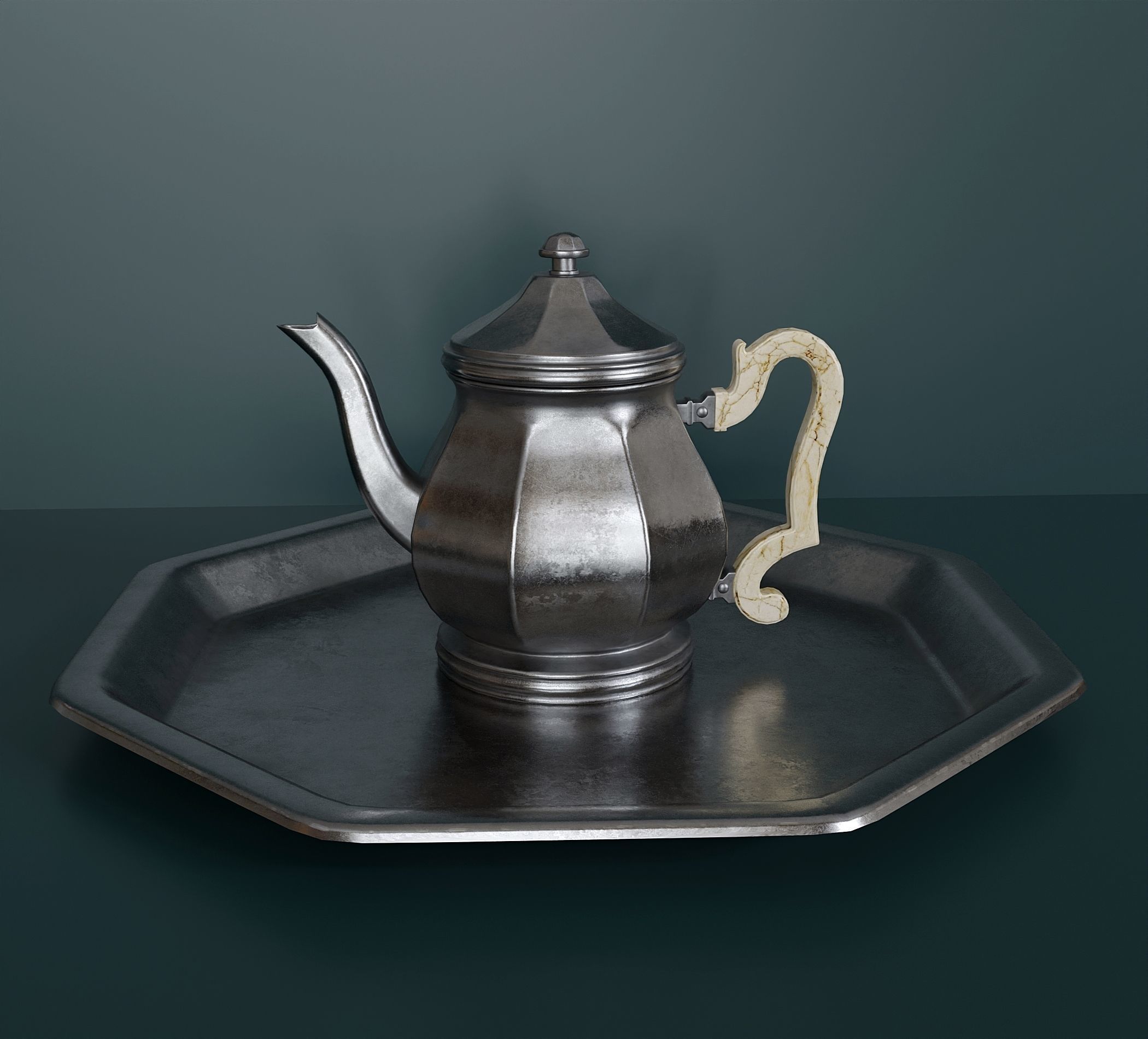 Antique silver tea set 3D model CGTrader