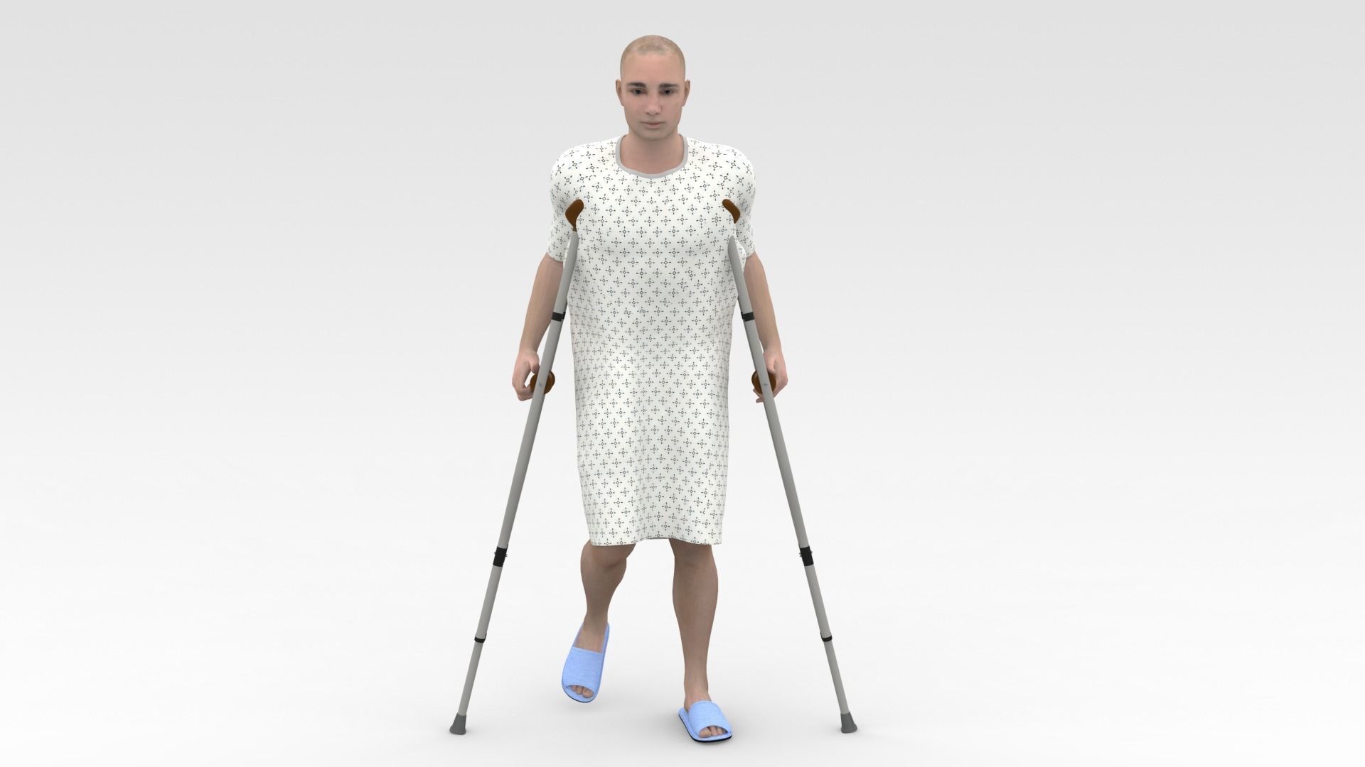 Patient with Crutches 3D model CGTrader