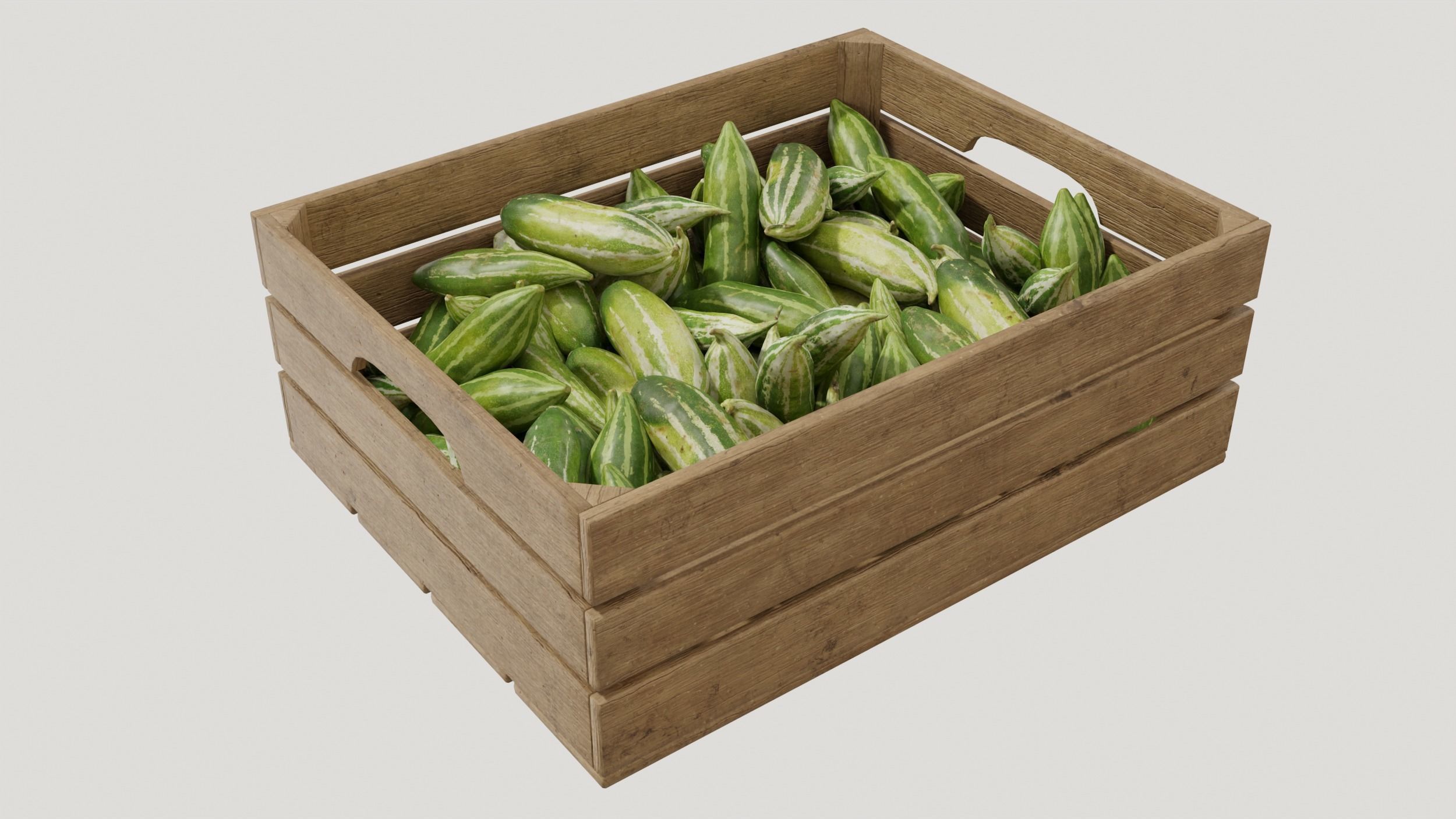 View of snake gourd crates 3D model | CGTrader