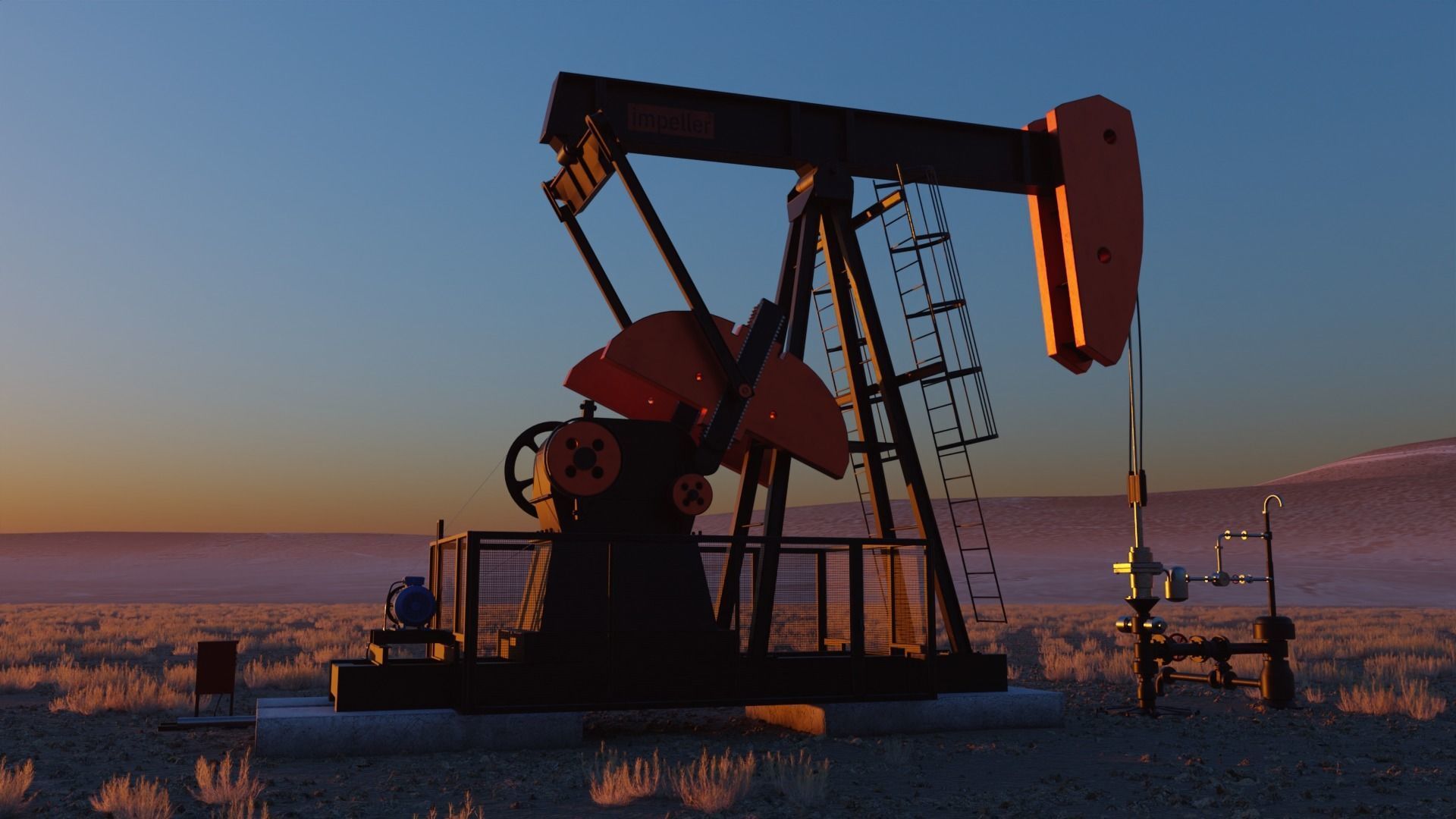 Oil pumpjack Animated Rigged PBR textures Cinematic Realistic 3D model animated rigged CGTrader
