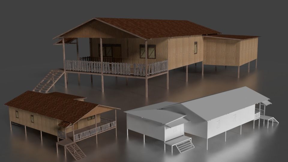 Rumah kayu panggung 009-010 3D model | CGTrader