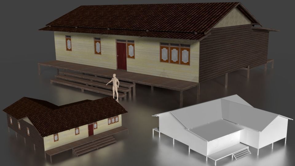 Rumah kayu panggung 017-018 3D model | CGTrader