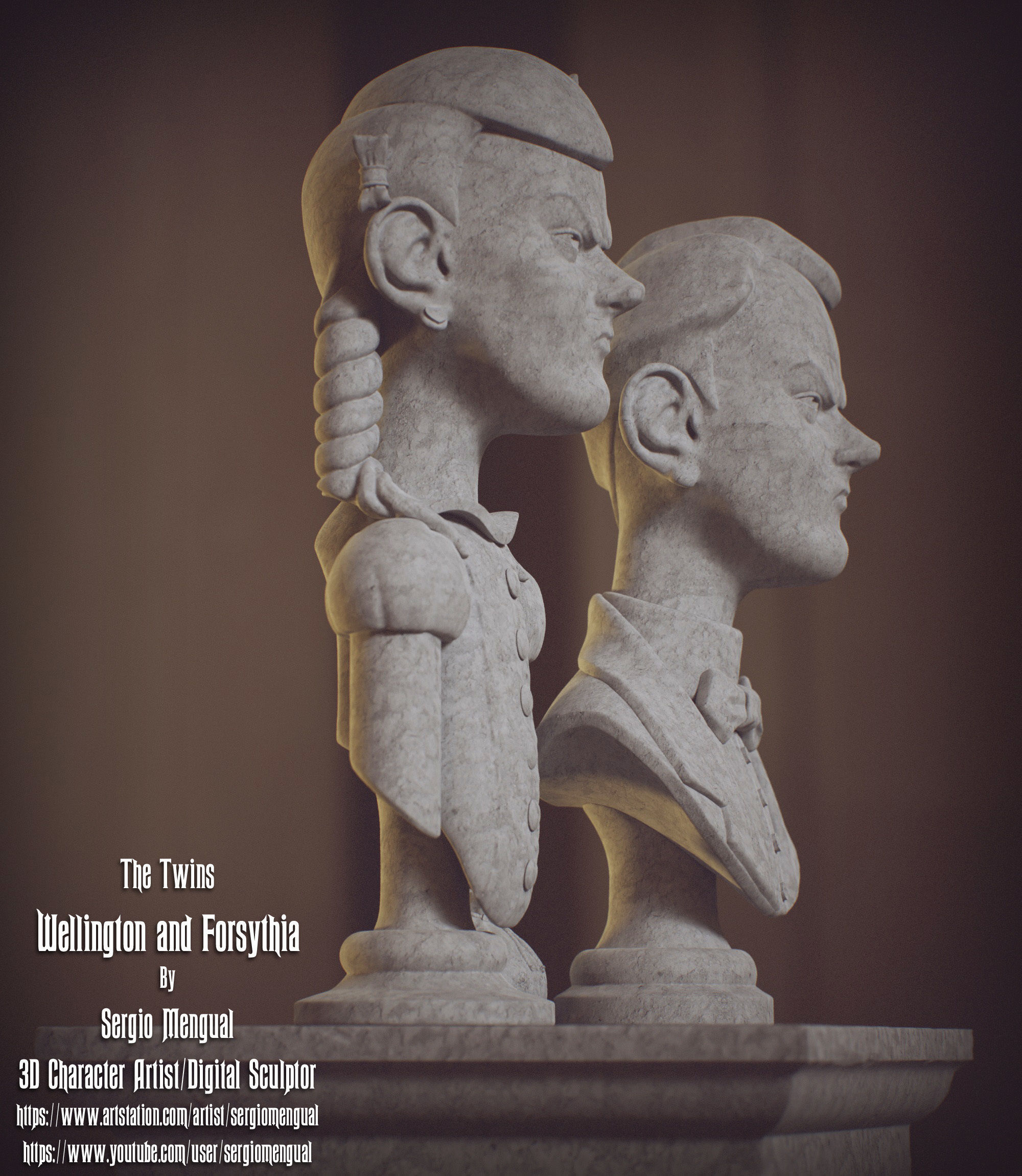 Haunted Mansion The Twins 3D Printable Busts 3D model 3D printable