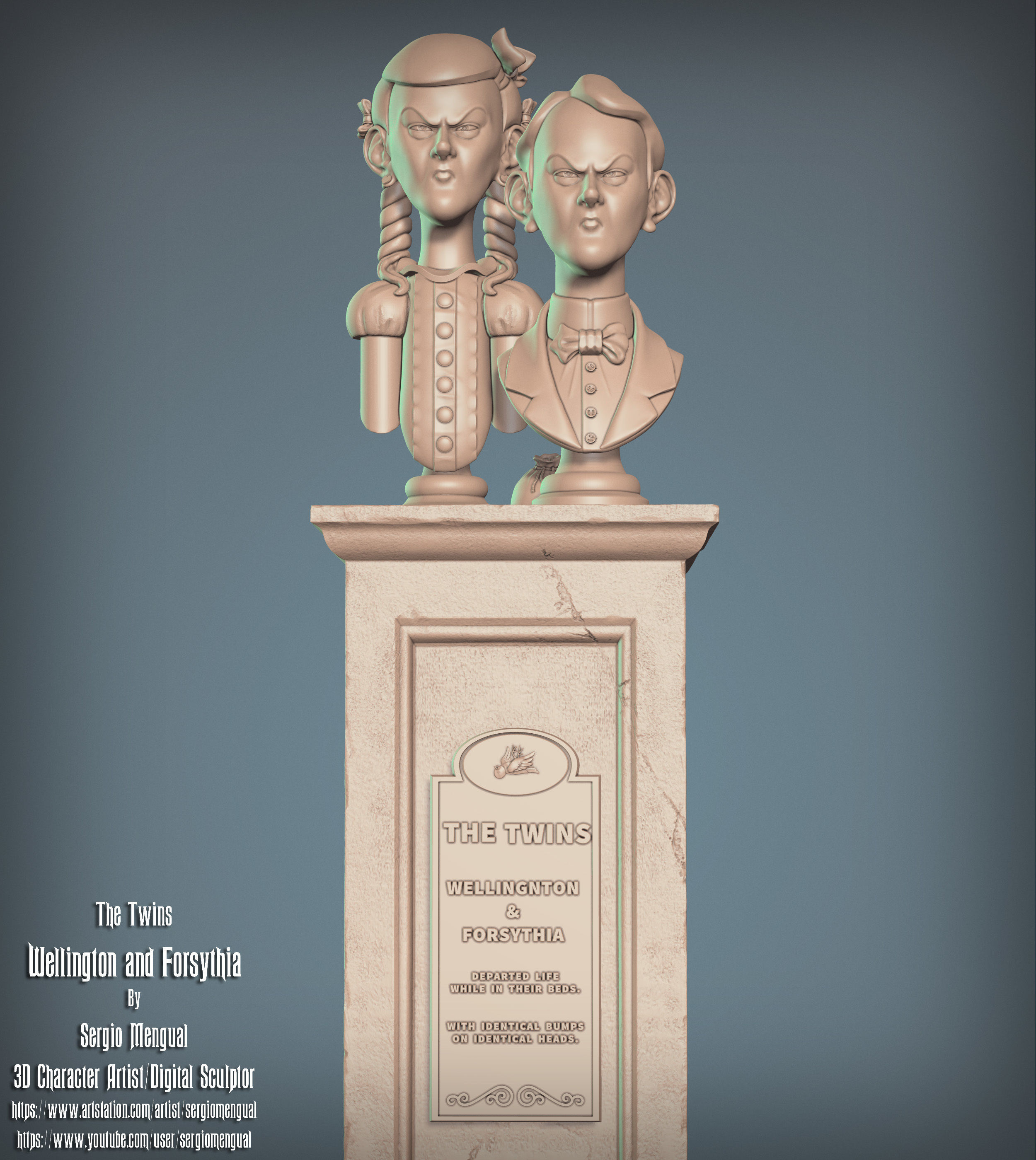 Haunted Mansion The Twins 3D Printable Busts 3D model 3D printable