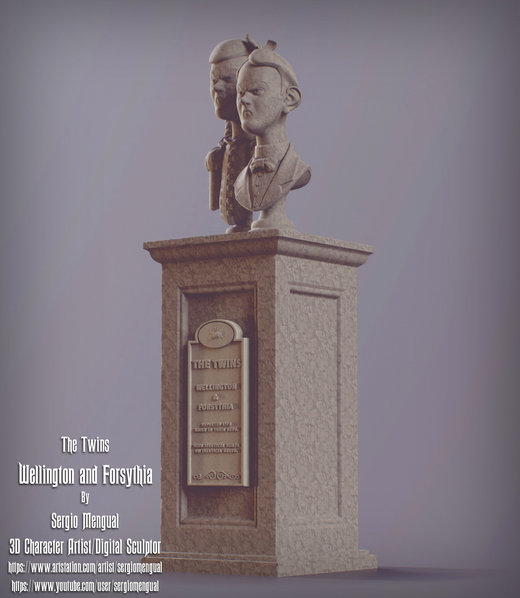 Haunted Mansion The Twins 3D Printable Busts 3D Model 3D Printable 