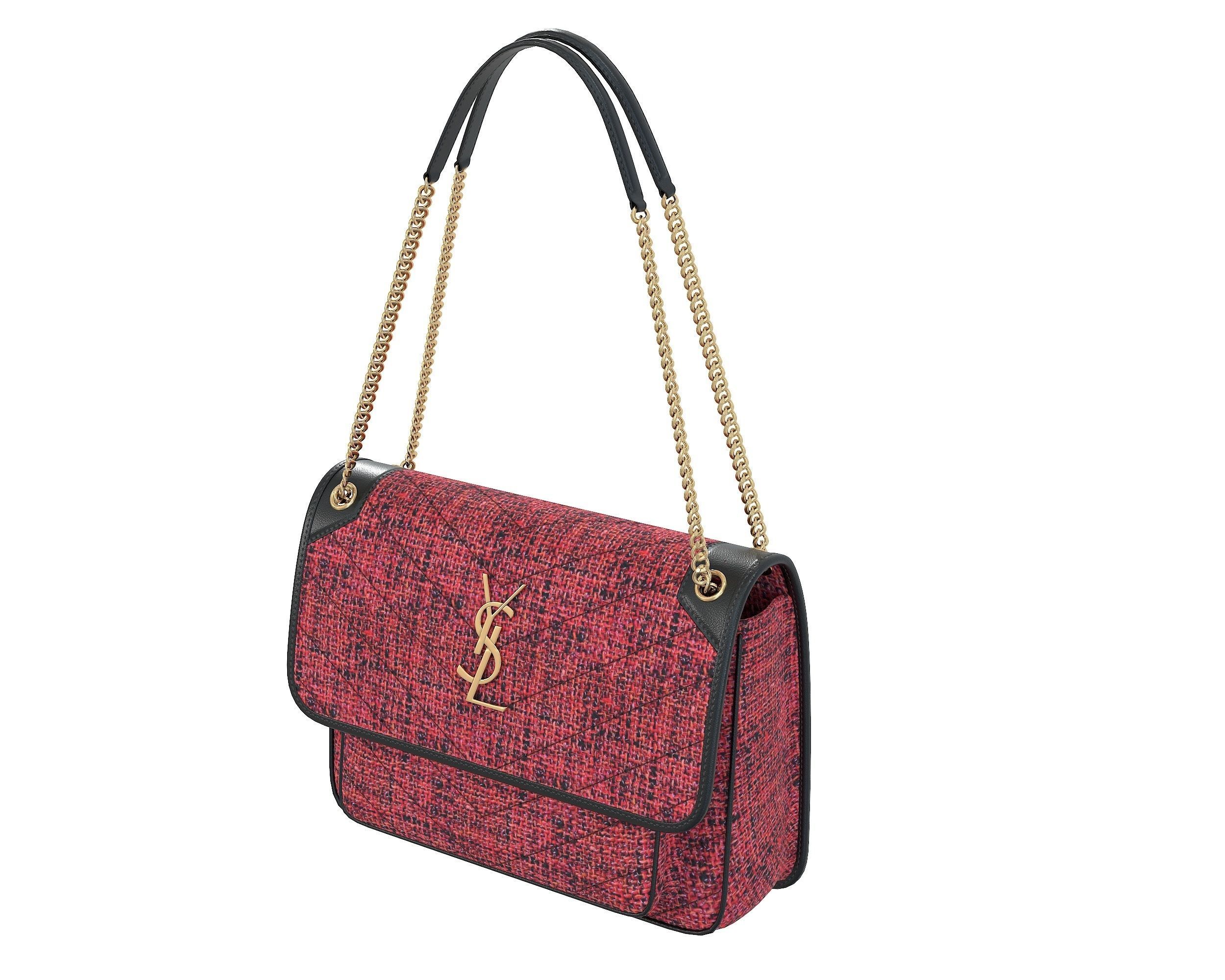 3D model YSL Saint Laurent Niki Bag Red Tweed VR / AR / lowpoly CGTrader