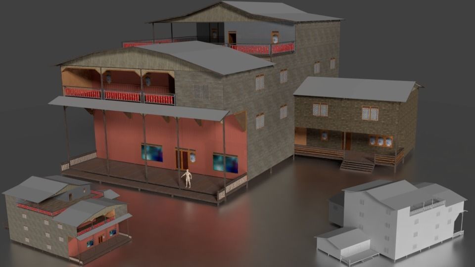 Rumah kayu panggung tingkat 005-006 3D model | CGTrader