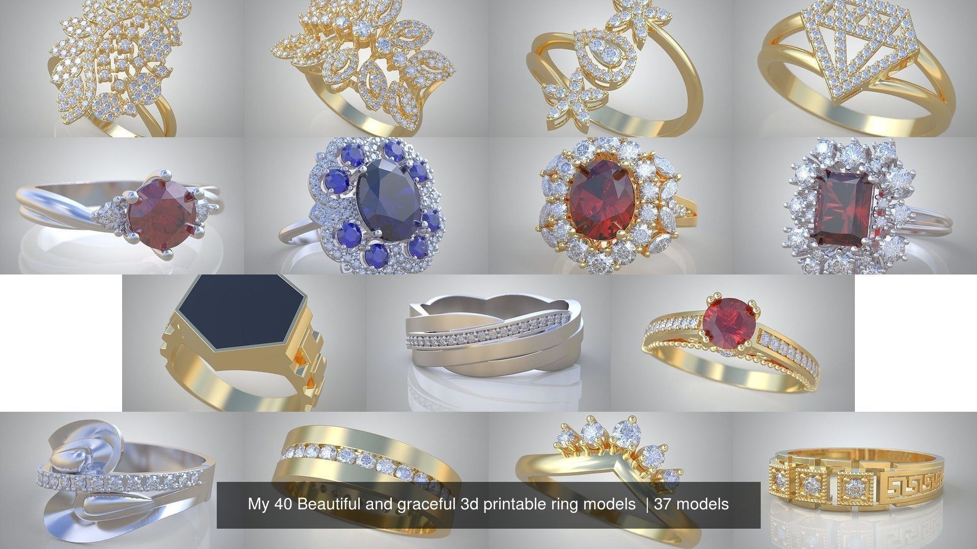My 40 Beautiful and graceful 3d printable ring models 3D Model ...
