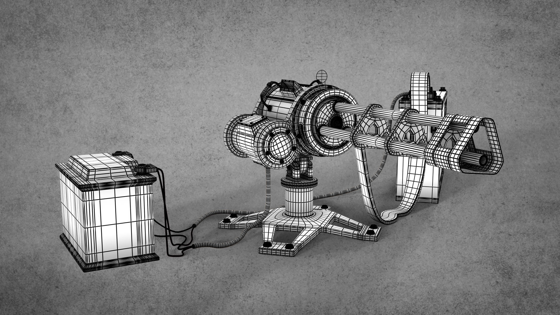 3D model Minigun machine with battery VR / AR / low-poly | CGTrader