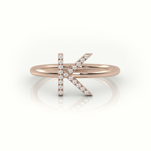 Initial K ring size 54 with professional renderings 3D model 3D