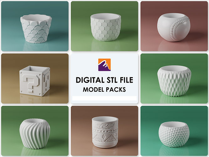 3D STL File Planter Pack 8 STL files 3D model 3D printable CGTrader
