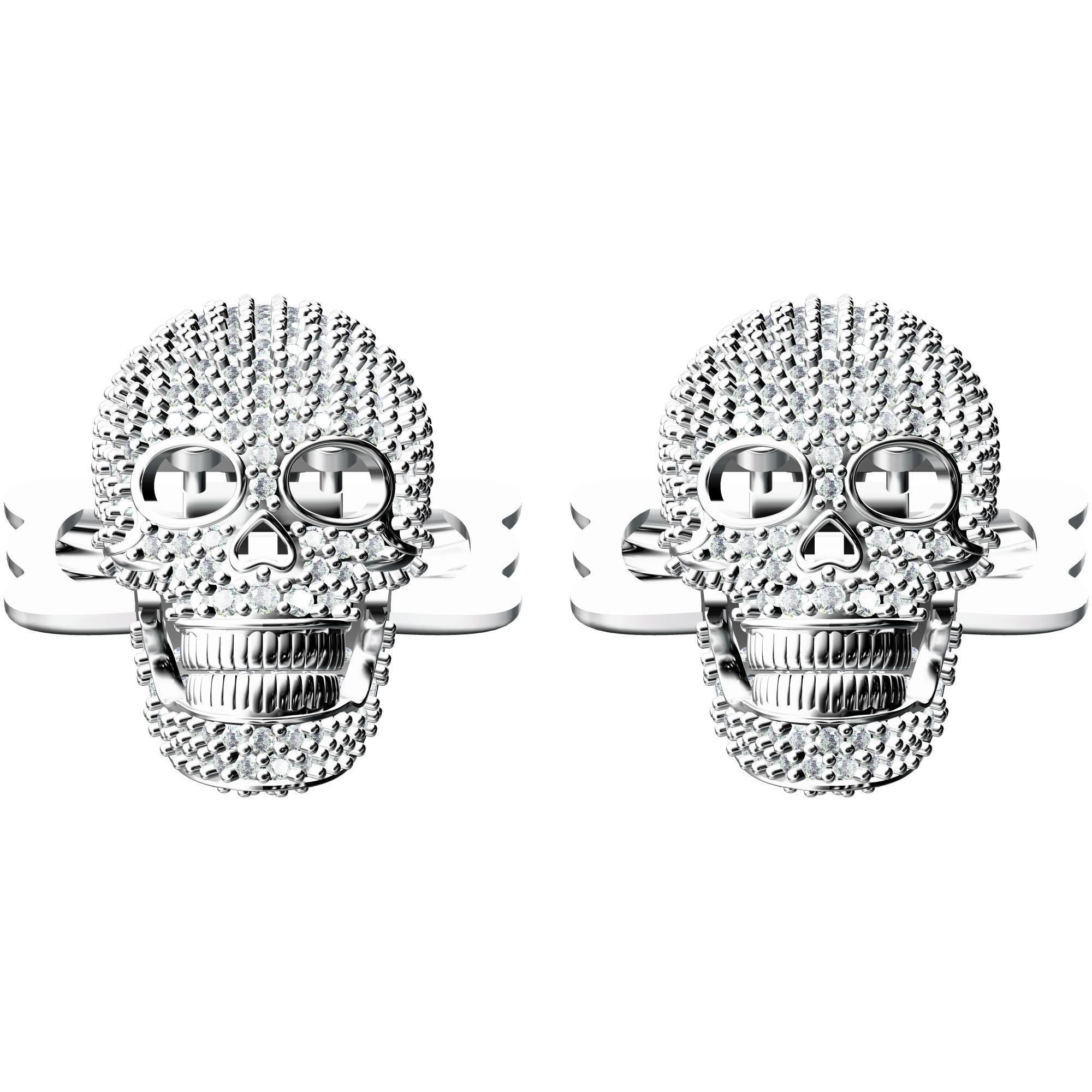 Skull Cufflink 3D model 3D printable | CGTrader