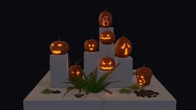 3D model Jack o Lantern pack VR / AR / low-poly | CGTrader