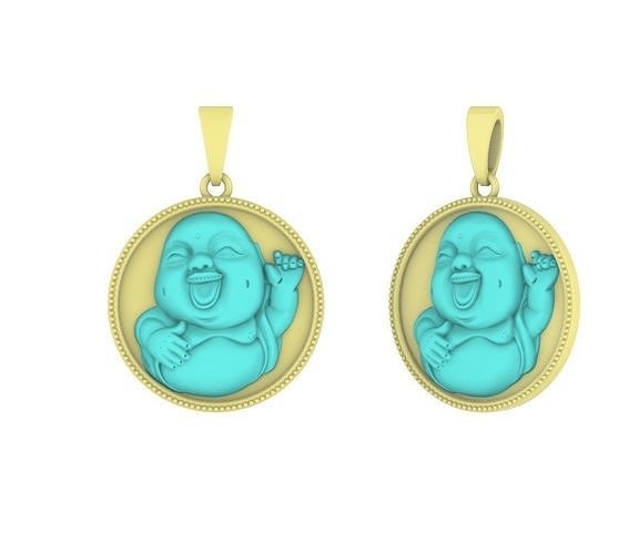 Laughing Buddha Pendant Jewelry 3D model 3D printable CGTrader