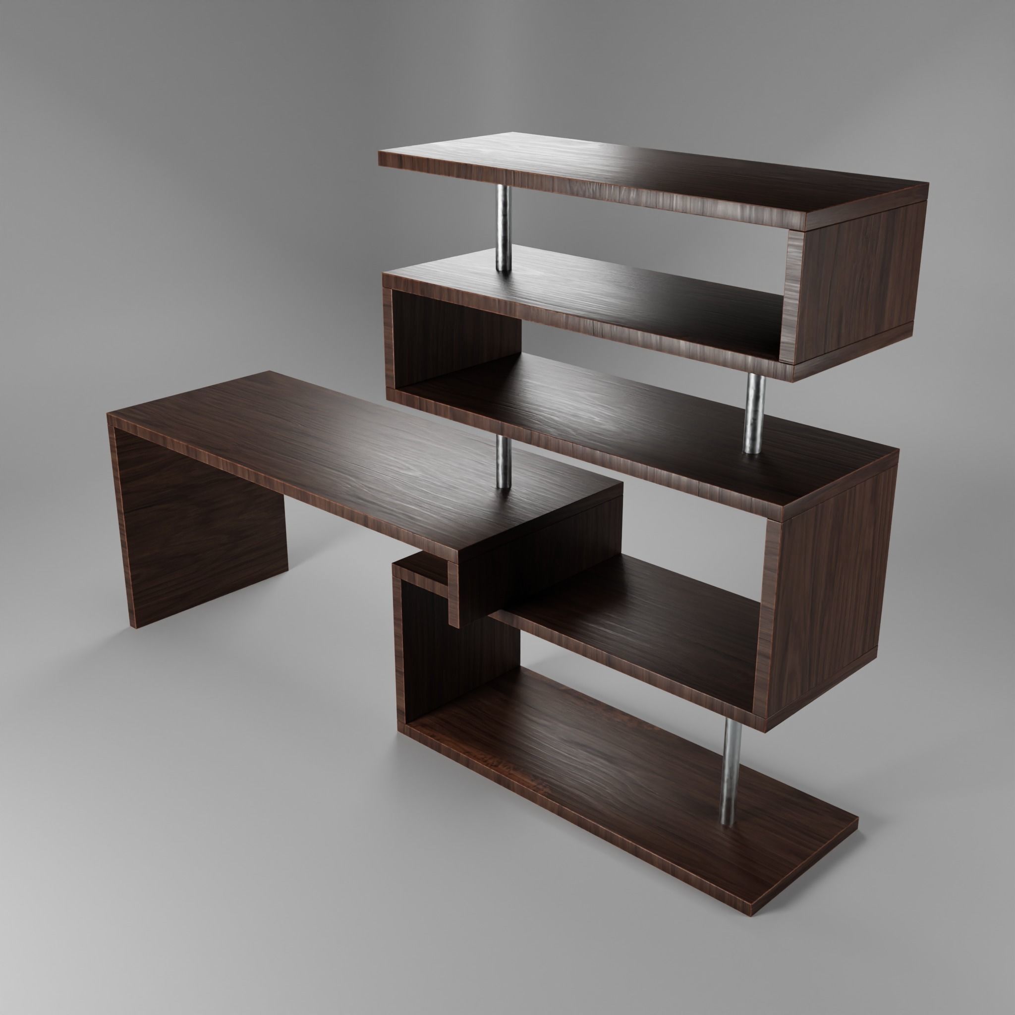 Shelves with computer desk High tech 3D model CGTrader