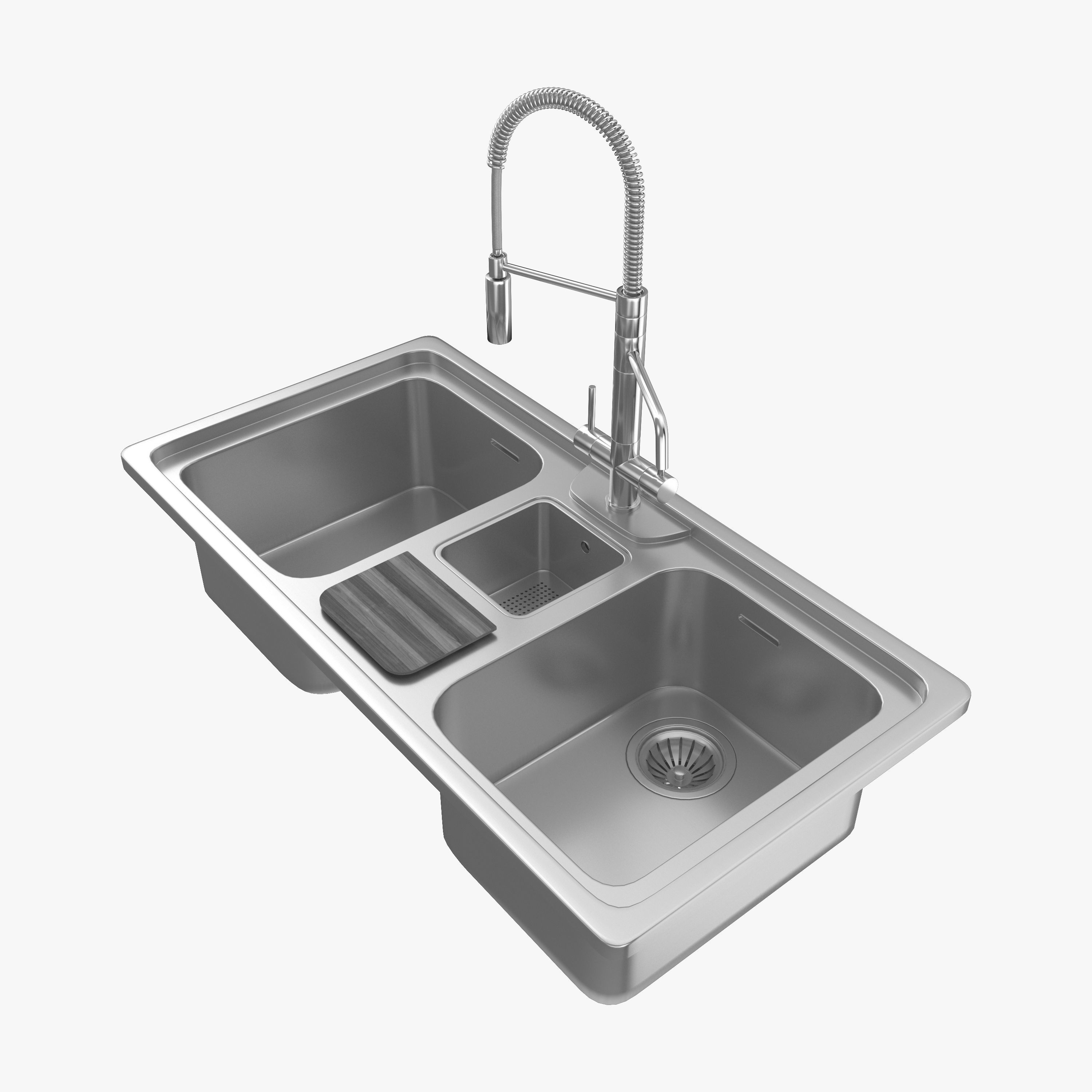 AlpexInox kitchen sink with Idealaqua faucet By Quadrodesign 3D model