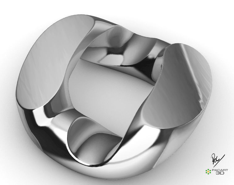 Almond shaped Cuban link of 27 mm diameter with drawer clasp 3D model