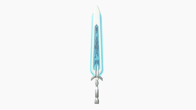 3D model SciFi Sword B02 White Blue - Sci Fi Weapon Design VR / AR ...