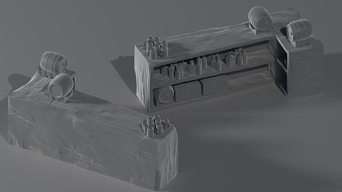Fantasy medieval tavern bar miniature 3d printable - Tabletop 3D model ...